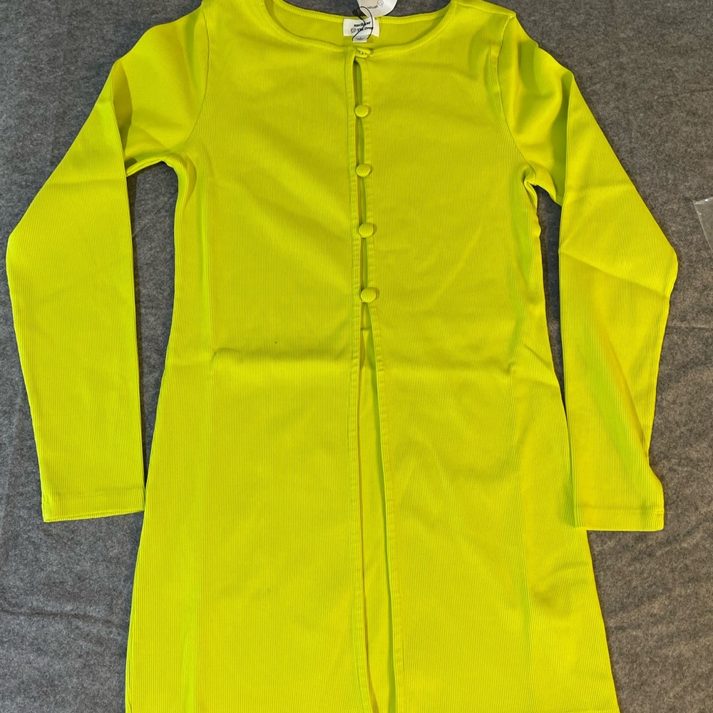 Saylor x The Drop‎ Rib Knit Button Top Yellow Large
